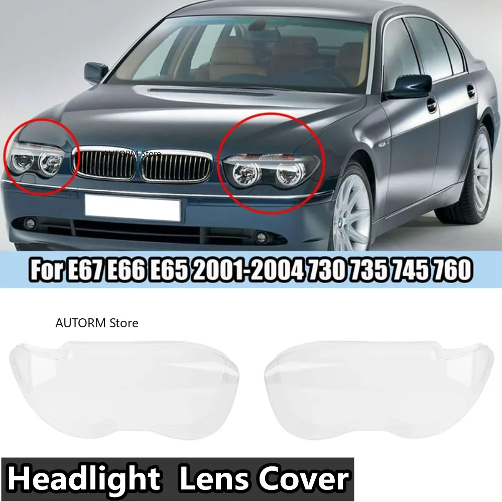 Headlight Cover For BMW E67 E66 E65 730 735 760 2001 2002 2003 2004 Car Headlight Lens Head Light Lamp Shade Shell Glass Cover