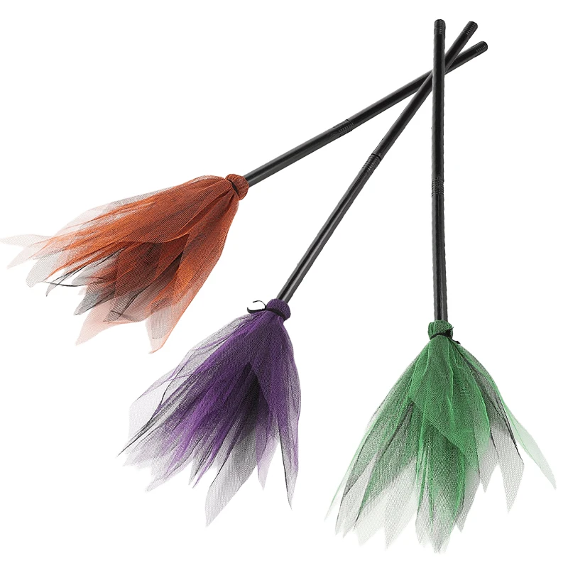 Halloween Witch Wizard Cosplay Props Black Magic Hats Flying Broomstick Decorations Halloween Party Masquerade Surprise Gift ZYF