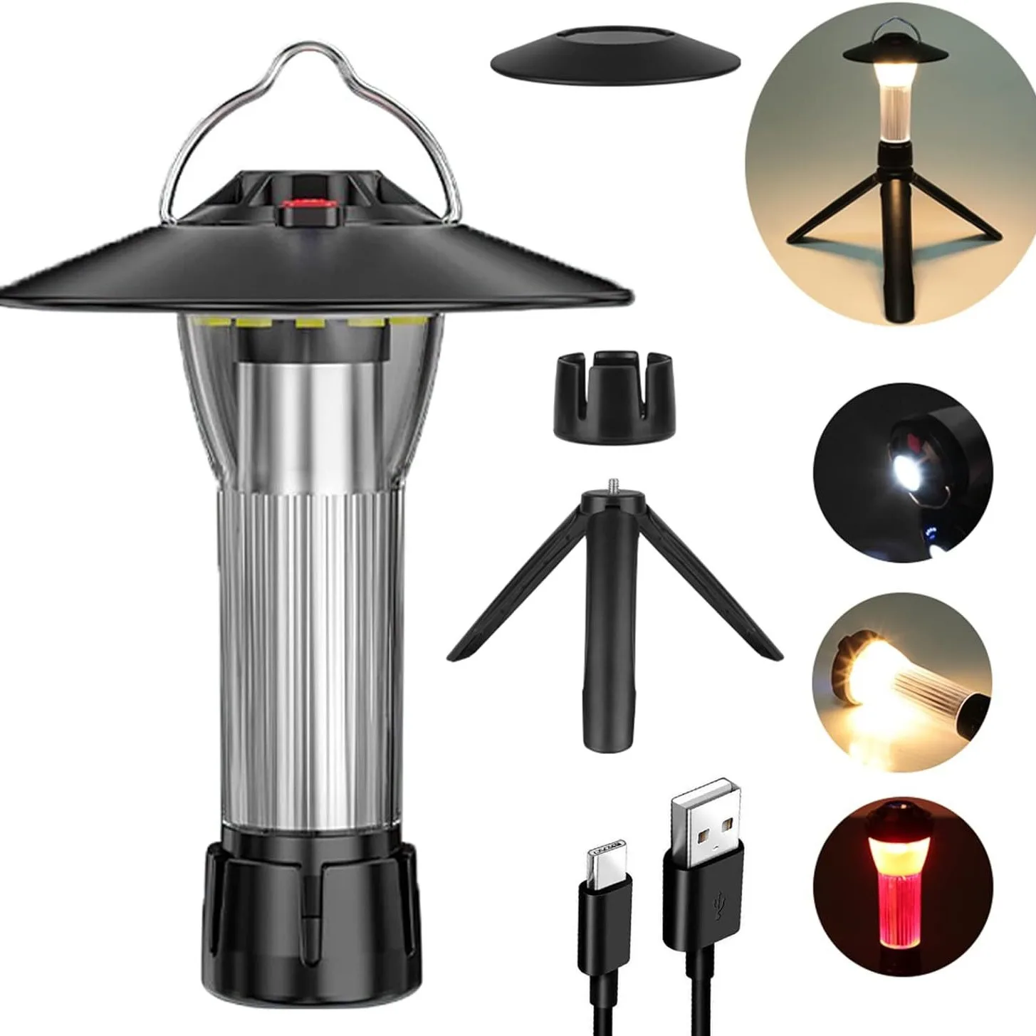 3000 mAh campinglantaarn met magnetische voet vergelijkbaar met Blackdog Goal Zero Lantern 5 verlichtingsmodi Led-zaklampen Noodlamp