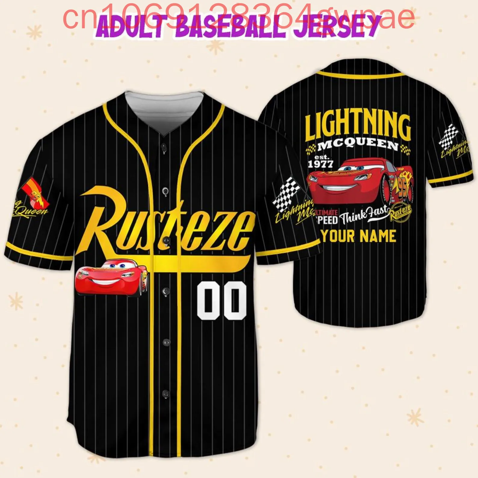 Disney relâmpago mc rainha carros 3d camisa de beisebol das mulheres dos homens uniforme de beisebol verão casual manga curta camisa dos desenhos animados