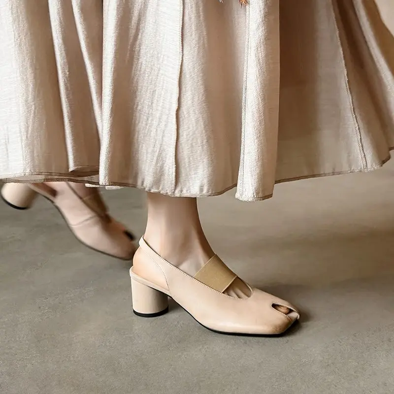 MORAZORA Plus Size 34-41 New Genuine Leather Sandals Women Shoes Peep Toe High Heels Sandals Summer Party Dress Shoes image 4