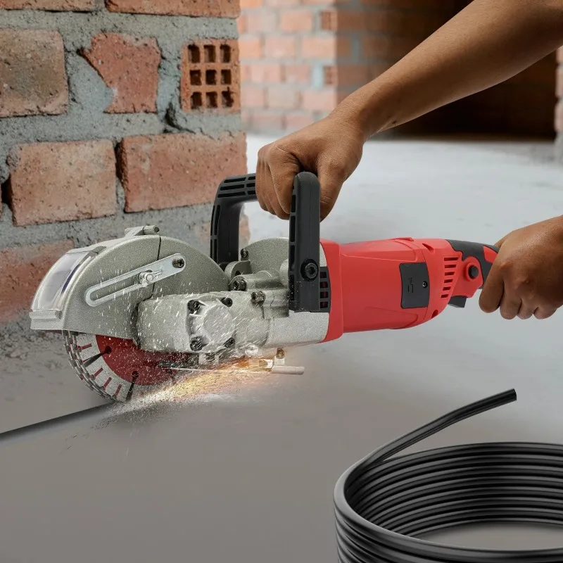 Electric Wall Groove Cutting Machine 1300W, Wall Groove Cutter with 5 Blades, Concrete Wall Chaser for Grooving