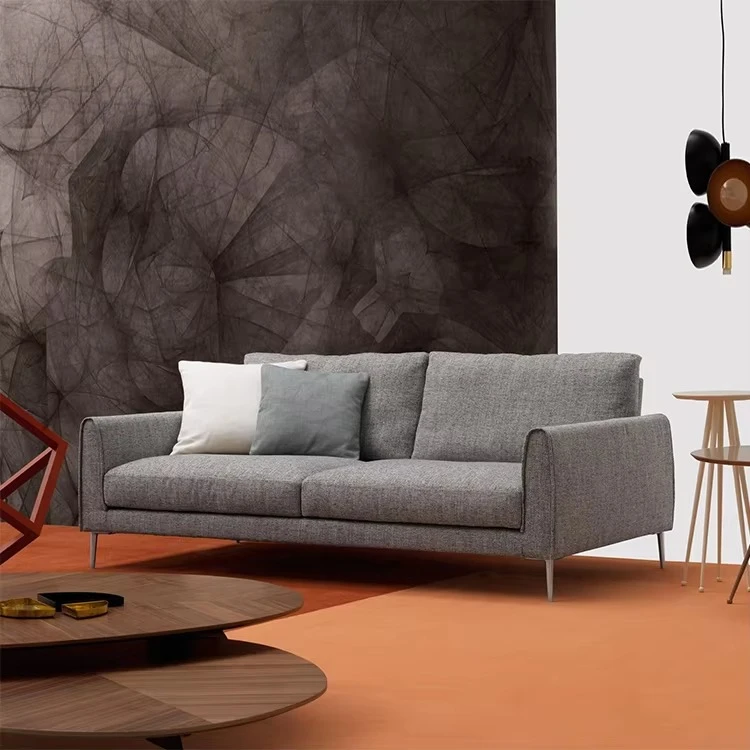 ye-Modern Contemporary Sleek Low Profile Sofa with Minimalist Clean Lines, PFabric Upholstered Tapered Metal Legs-