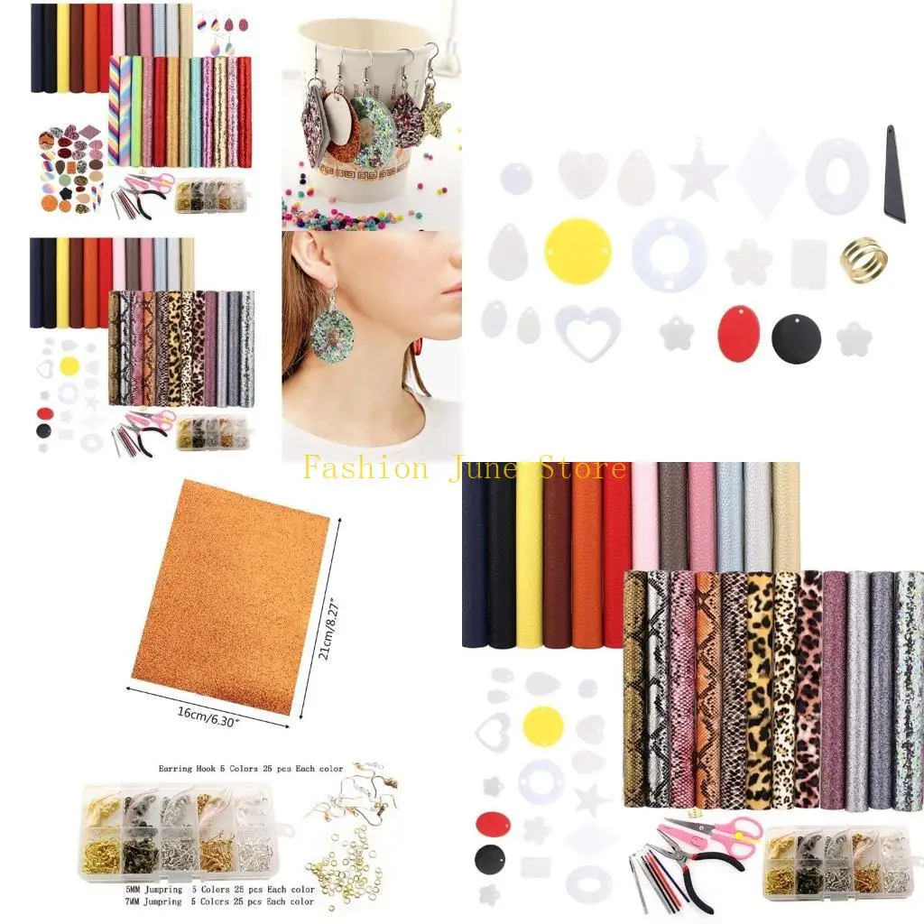 

N5KA 24 шт. Набор для изготовления кожаных серег Листы из искусственной кожи с крючками для сережек и инструменты для бантов для