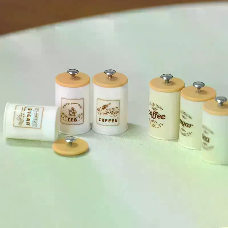 3Pcs Dollhouse Simulation Nordic Storage Jar Model Kitchen Storage Organzier Candy Box Miniature Food And Play Dry Goods Cans