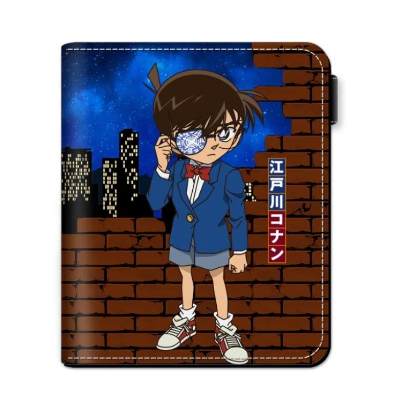 Detective Conan Wallets for Women Anime Figure Conan Edogawa Mouri Ran Kuroba Kaito Cosplay Coin Purse Kids ID Card Money Clip