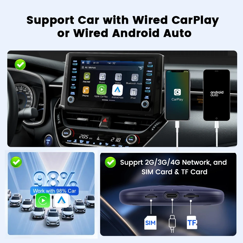 Carlinkit CarPlay Ai TV Box Plus Android 13 8GB 128GB