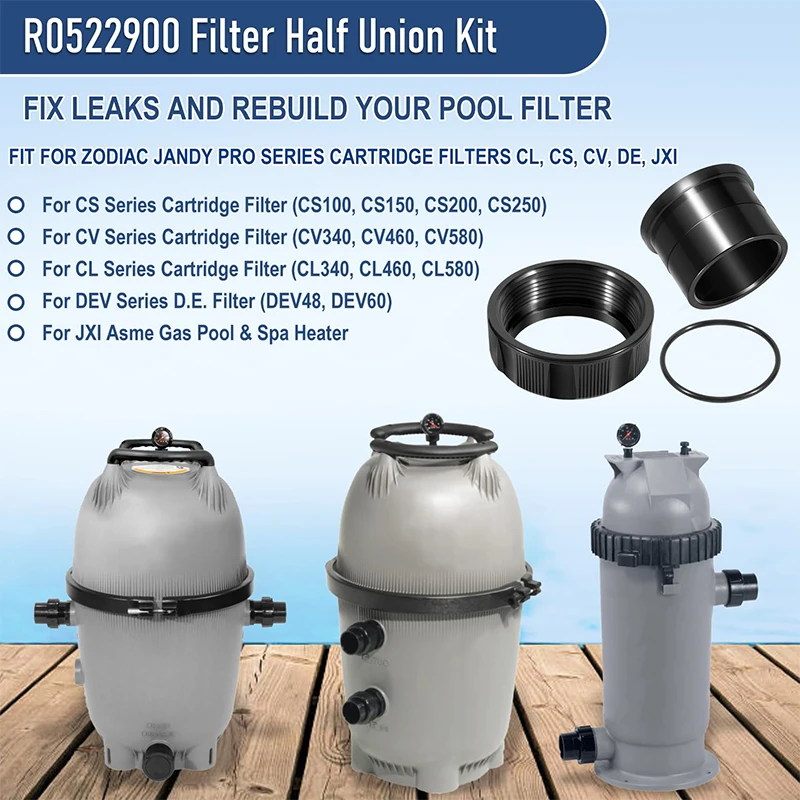 R0522900 Universal Half Union Replacement Kit for Zodiac Jandy CV, CS, CL and DEV Series Pool and Spa Cartridge Filters