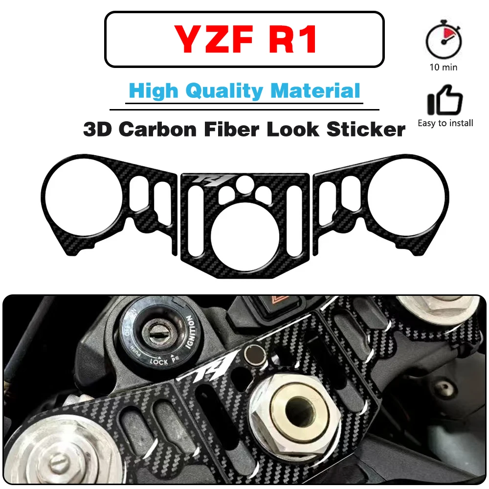 

For YAMAHA YZF R1 2012 2013 2014 3D Carbon Fiber-look Upper Triple Yoke Defender Stickers