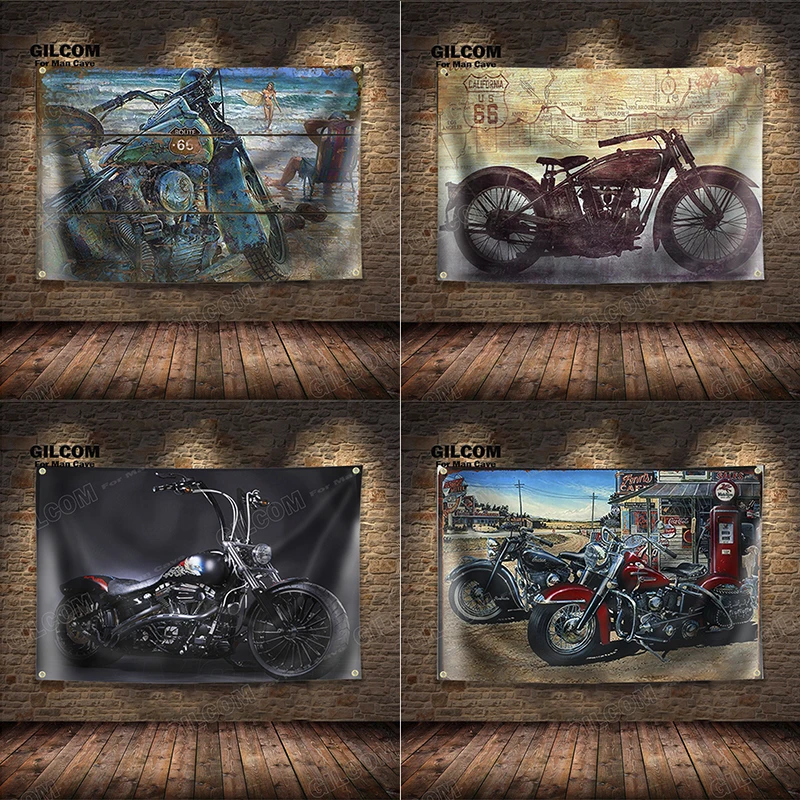 레트로 오토바이 자동차 배너 깃발 자동차 포스터 벽 장 - Car Accessories Banner 리뷰 및 가격