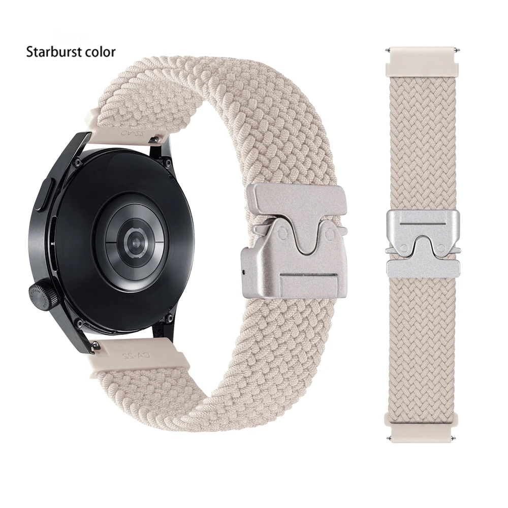 حزام حلقة مضفر لساعة جالاكسي 7/FE/6/5/pro/4/كلاسيكي/نشط 20 مللي متر 22 مللي متر سوار نايلون Correa Huawei Watch GT 2 3 Pro 4 Band