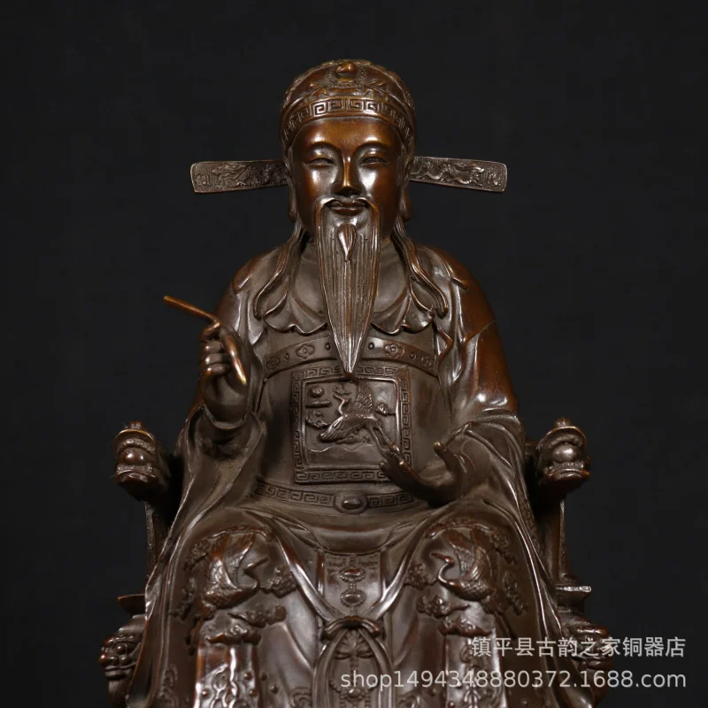Pure Copper Wenchang Emperor Figurine Wenqu Xingjun Bronze Statue Living Room Study Decoration Home Desktop Craft