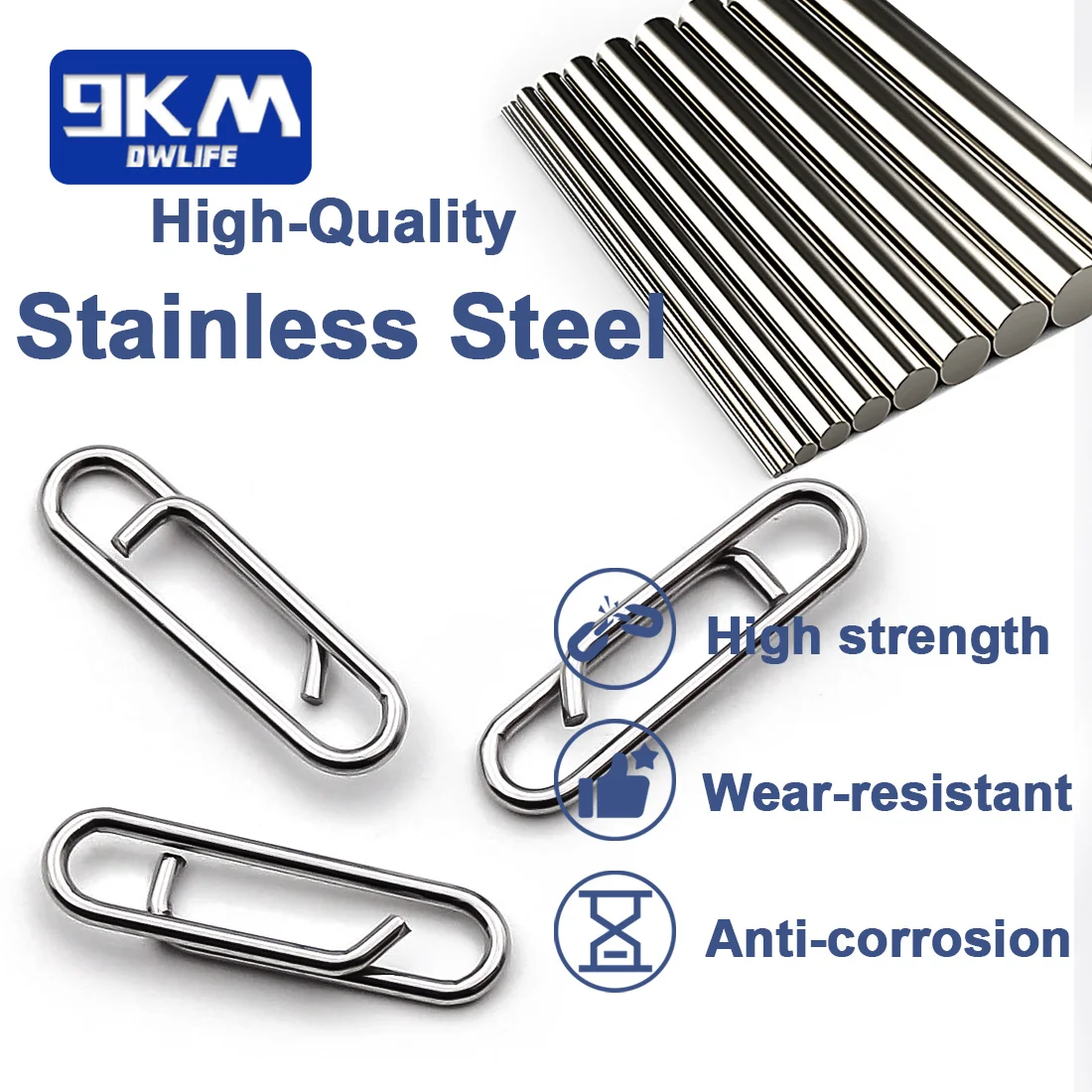 9KM 50Pcs Angeln Snaps Clip Edelstahl Angeln Snap Salzwasser Angeln Geschwindigkeit Schnelle Snap Angeln Locken Stecker – Detail 1