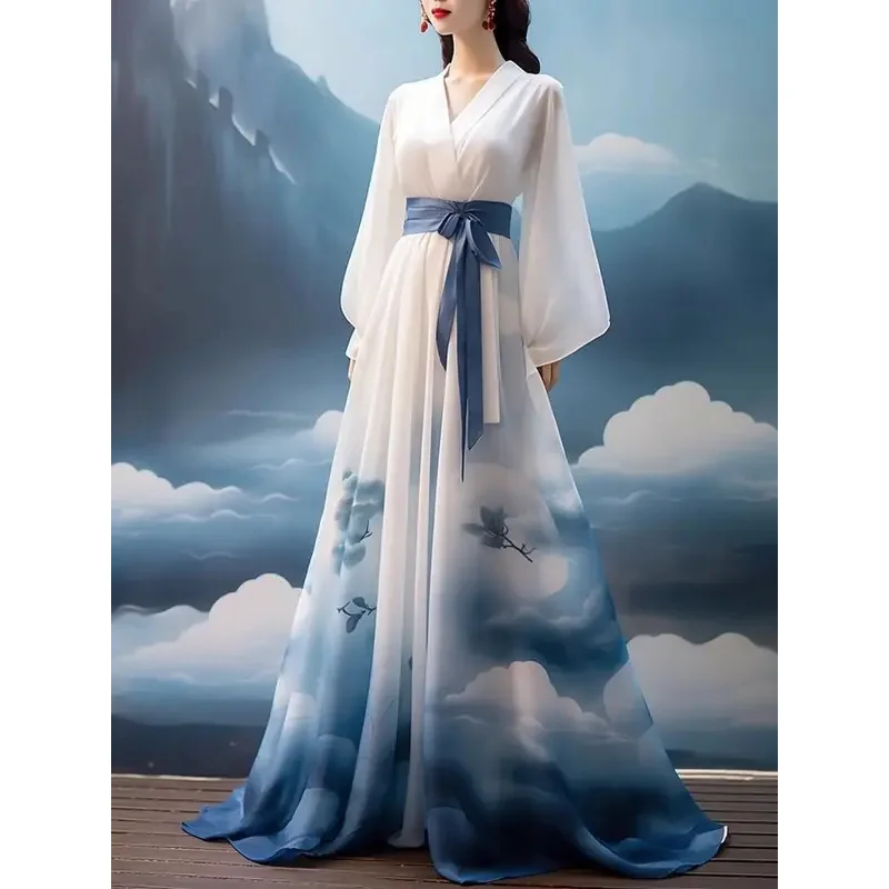 Hanfu Chinese Style Dress Women's Legal Cloud Princess Dresses Eastern Fury Cosplay Stage Dance Dress