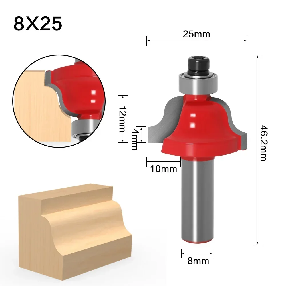 1PC 8MM Shank Milling Cutter Wood Carving Roman Ogee Edging and Molding Router Bit - Medium -8