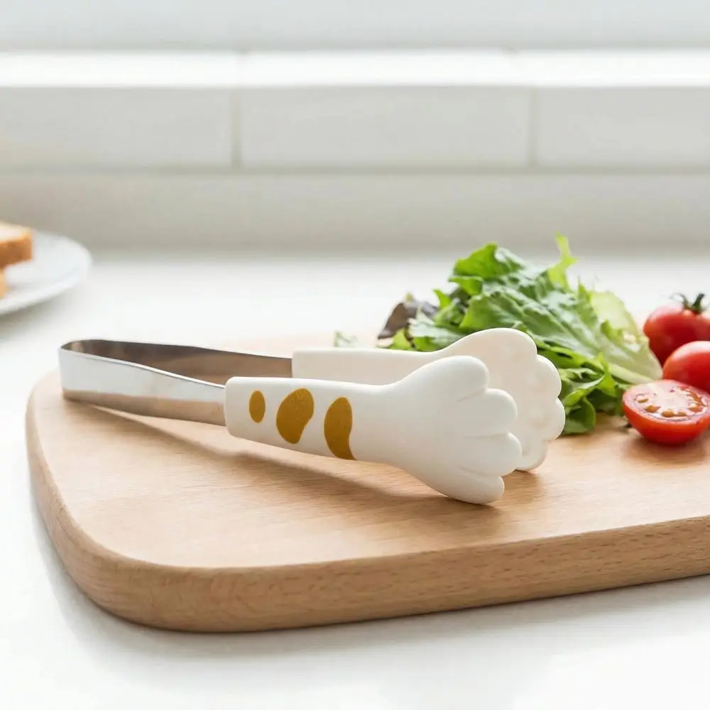 Kitchen Accessories Cat Paw Food Clips Stainless Steel Cute Serving Tong Pink/Yellow/White S/M Bread Tong Salad