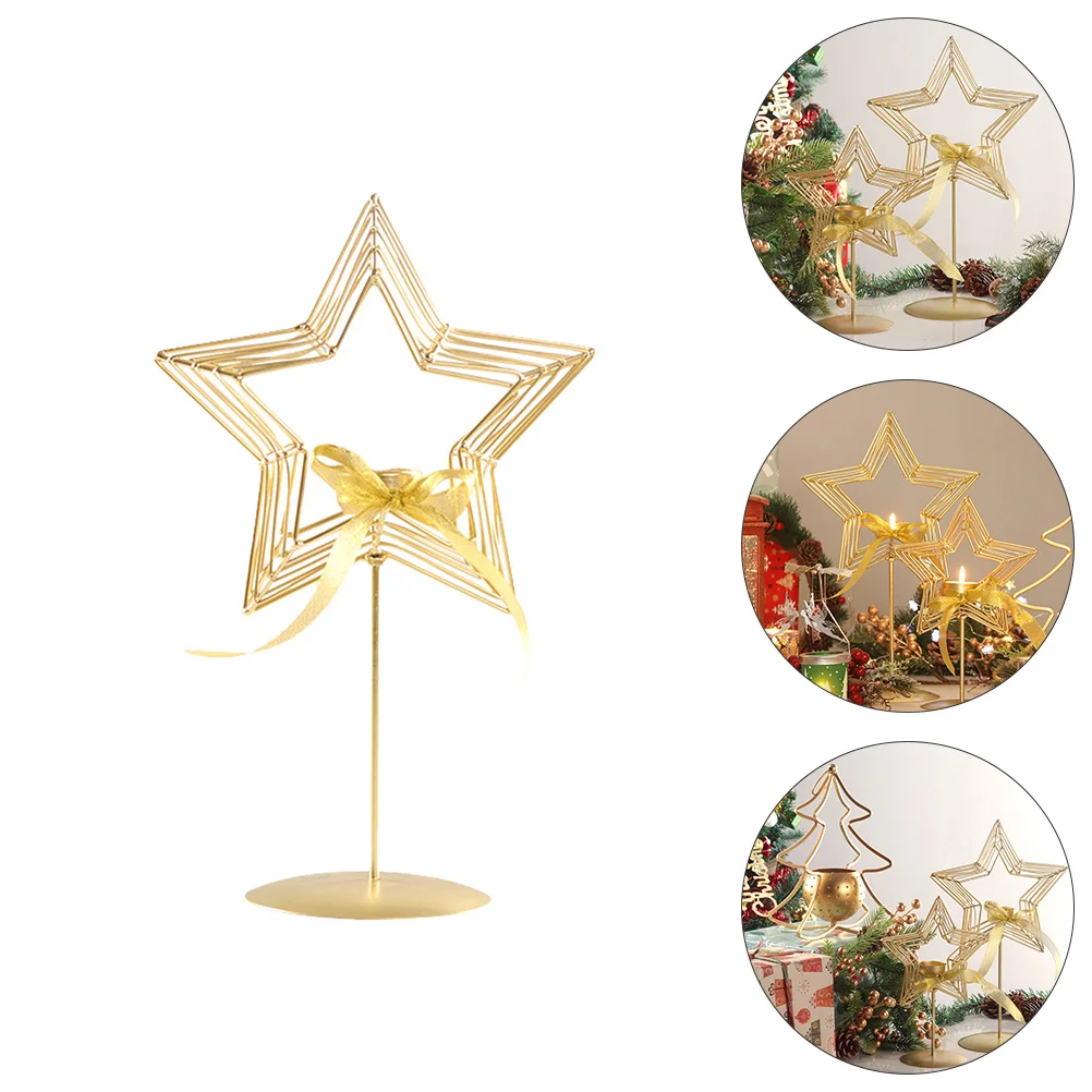 

1pc Pentagram Holder Iron Star Shape for Wedding Home Decor Desktop Ornament Classic Design Iron Candleholder