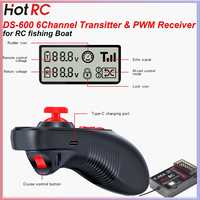 HOTRC DS-600 6CH 2.4Ghz RC Boat Transmitter Remote Controller F-06A 6 Channel PWM Receiver Voltage Return for Model Car Ship Toy