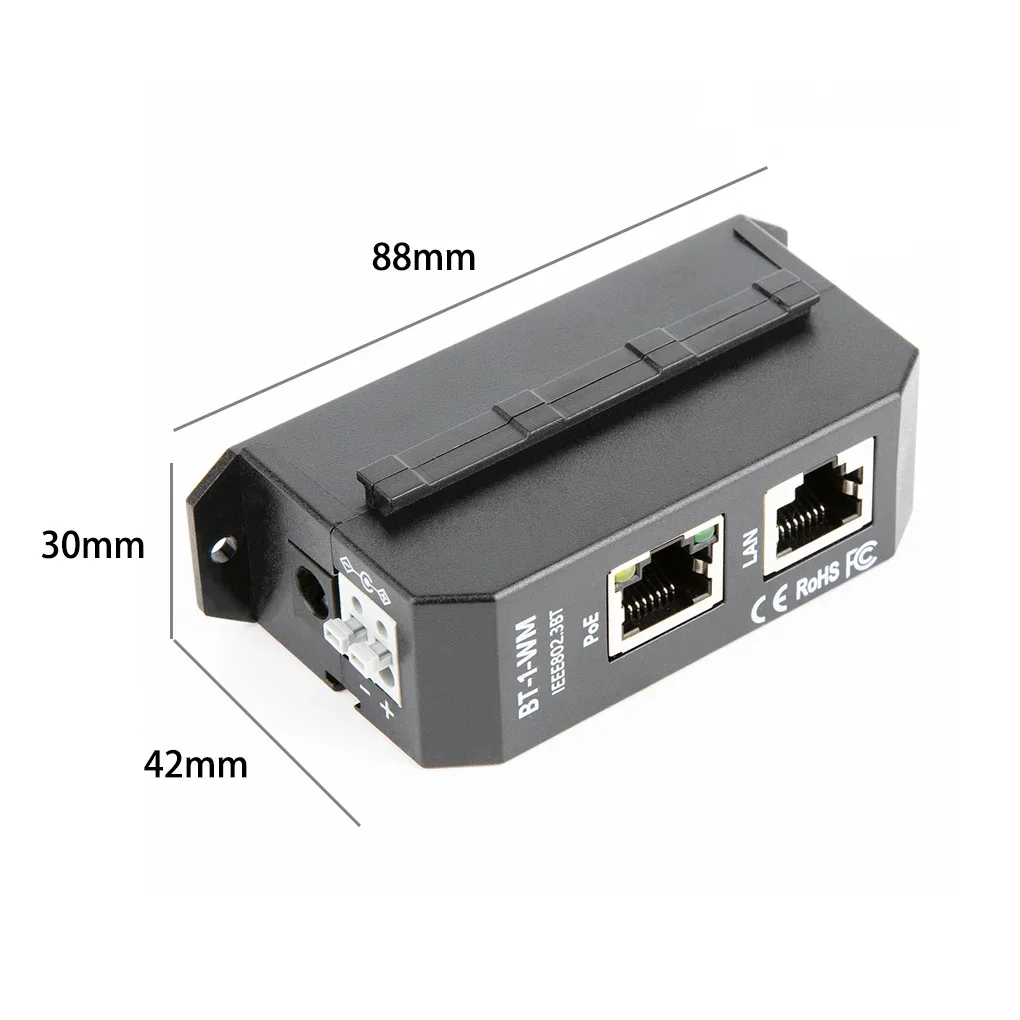 FMT .DIN Rail Single Port 2.5 Gigabit PoE Injector 802.3af/at/bt Negotiation Up to 90W Output PoE++ For PTZ IP Cameras High-end