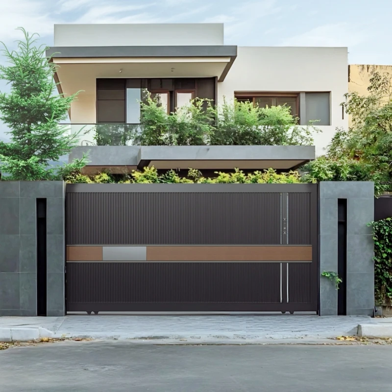 

Intelligence system Garden door High-end villa Outdoor yard Electric translation Aluminum art track door customization