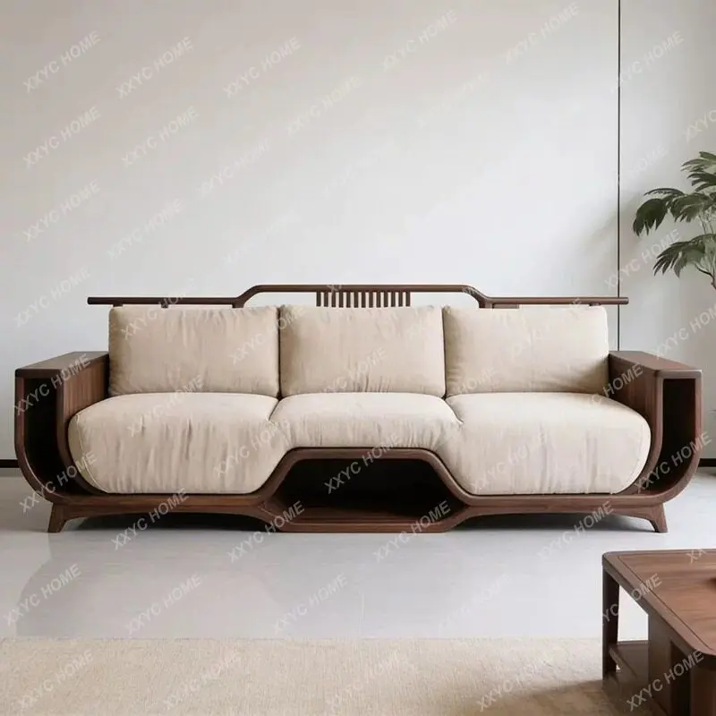 New Chinese-style North American black walnut sofa Song-style aesthetics ancient style official hat Zen classical