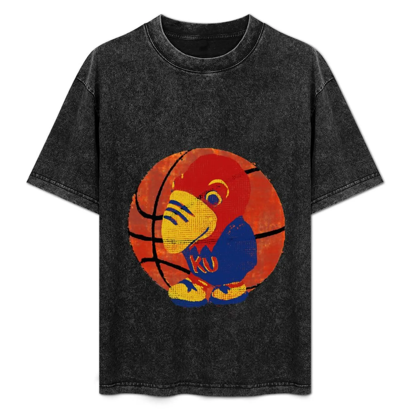 

Old Time KU Jayhawk Basketballs T-Shirt Simple Casual Short Sleeve Cotton T-Shirt