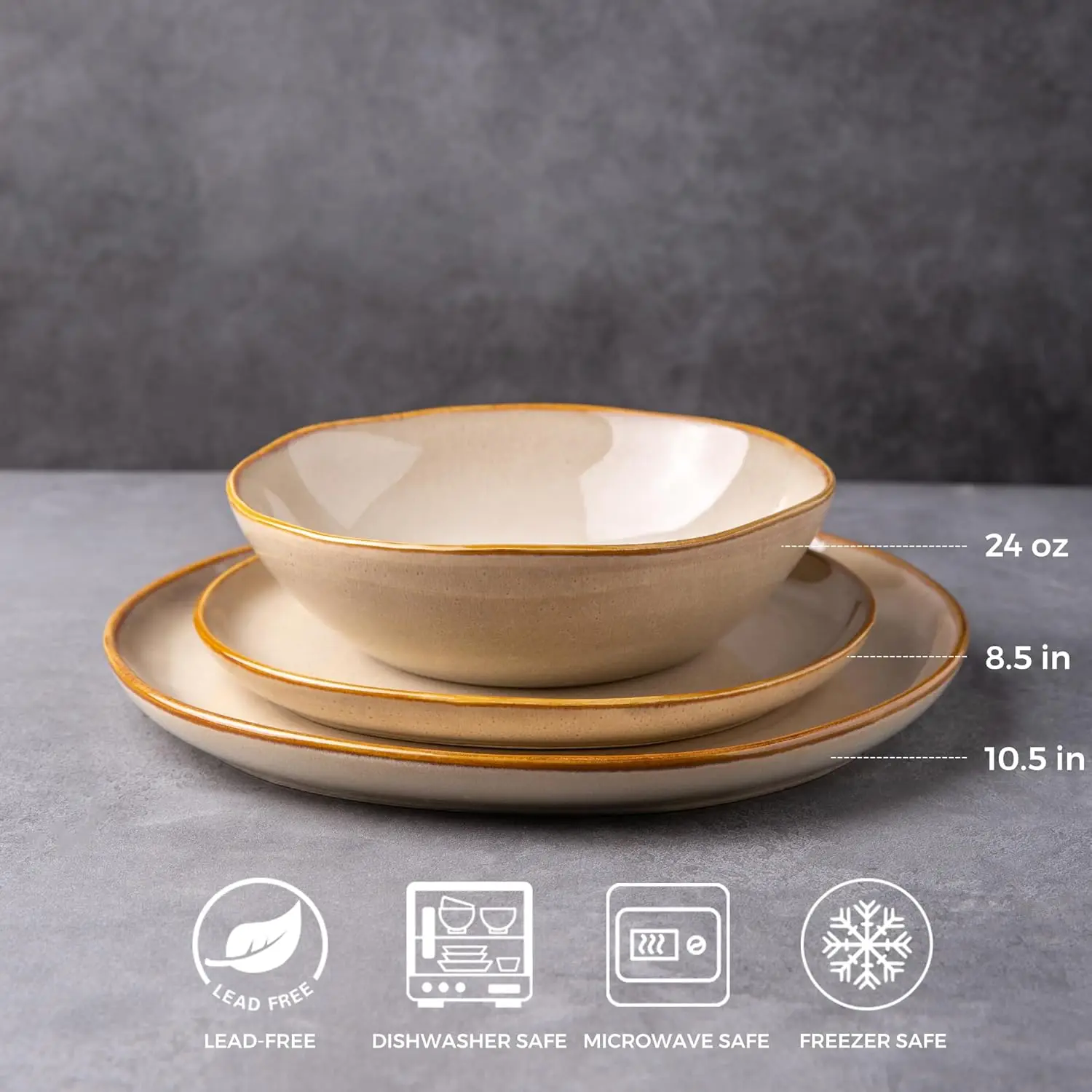 Ceramic Dinnerware Sets,Handmade Reactive Glaze Plates and Bowls Set,Highly Chip and Crack Resistant | Dishwasher & Microwave Sa