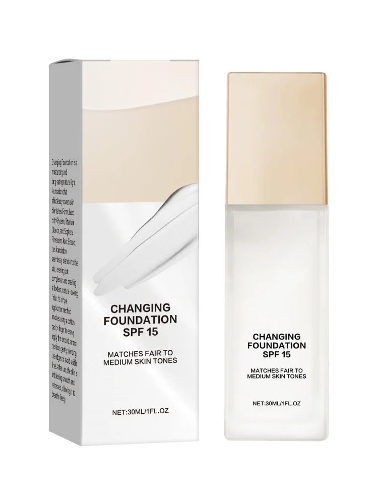 Hydraterende Kleur-Adapterende Foundation SPF 15 30ml - Natuurlijke dekking voor lichte tot medium huidtinten, lichtgewicht met hyaluronzuur. - afbeelding 2