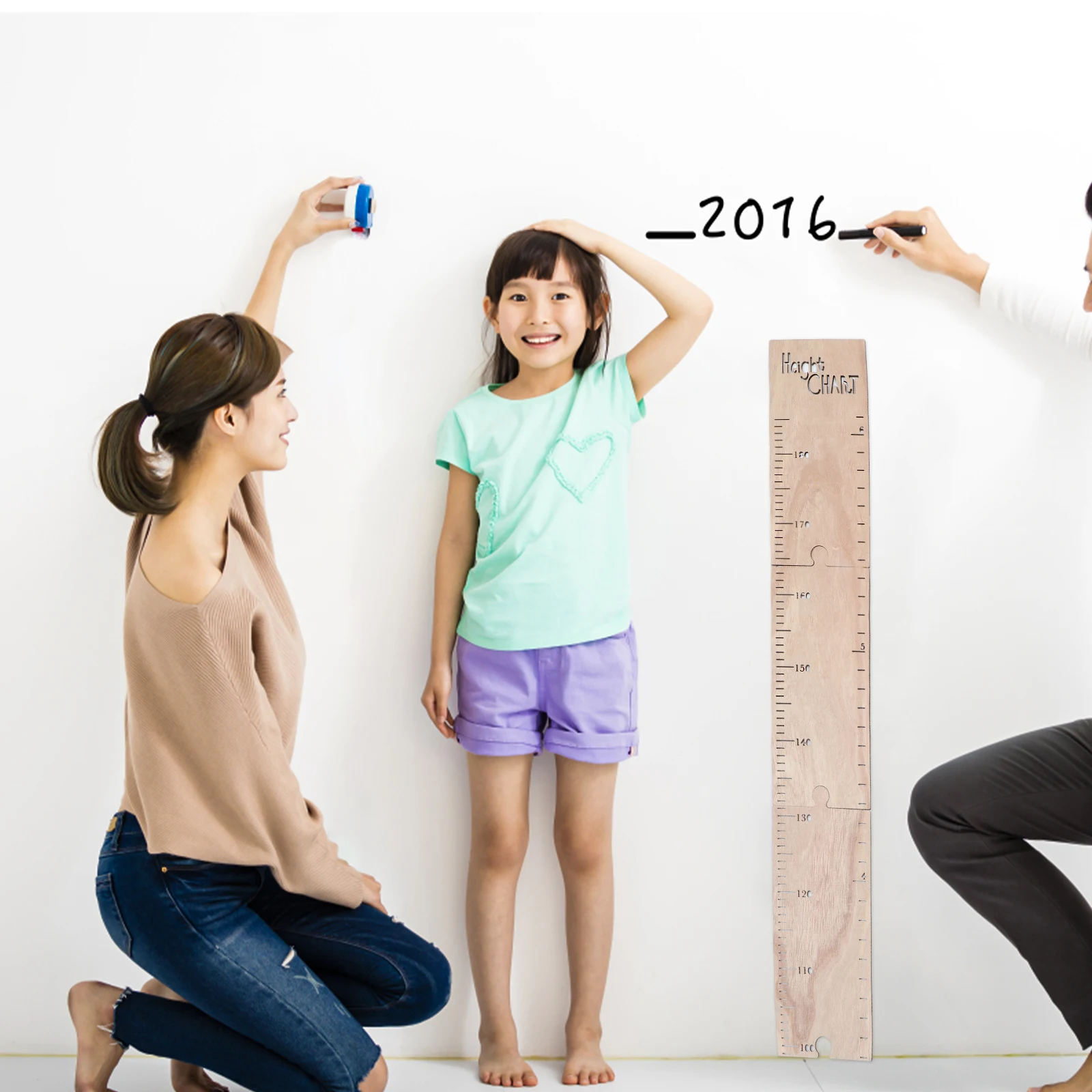 

Diy Kids Growth Chart Ornament Sticker Wall Height Ruler For Children Room Durable Wooden Splicing Installation Easy Paste Home