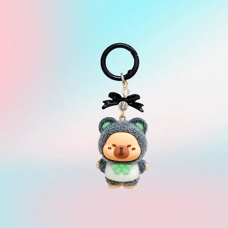 1PCSCreative Kapibara تمثال مطابقة بطاقة الكرتون الحيوان المفاتيح الهاتف المحمول شماعات المفاتيح #5