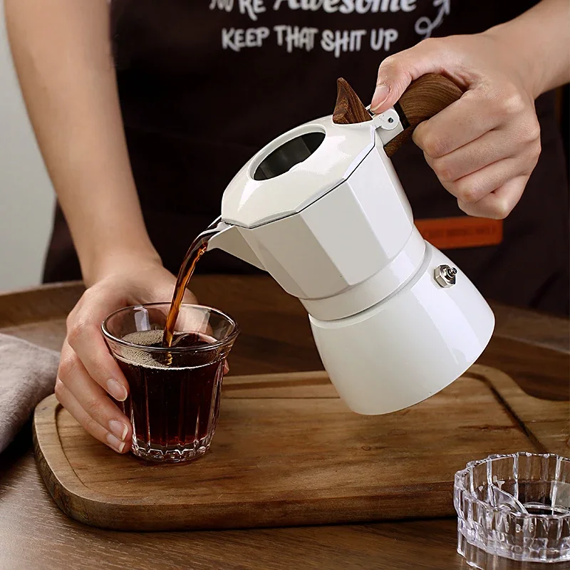 Double Valve Moka Pot Espresso Coffee Maker Aluminum Alloy Empty Lid 100ml (2 cups) Coffee Pot Espresso Machine Coffee Utensils