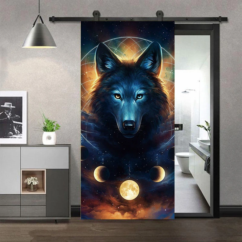 3D Entry Wardrobe Door Sticker Black Labrador Puppy Vinyl Waterproof Self-Adhesive Door Mural Decal Home Decor