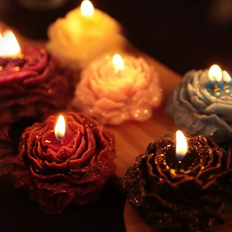Low Melt Point 42°C Aromatherapy Candle Rose Peony Flower Shape Handmade Scented Wax for Birthday Gift Romantic Home Decor view 3