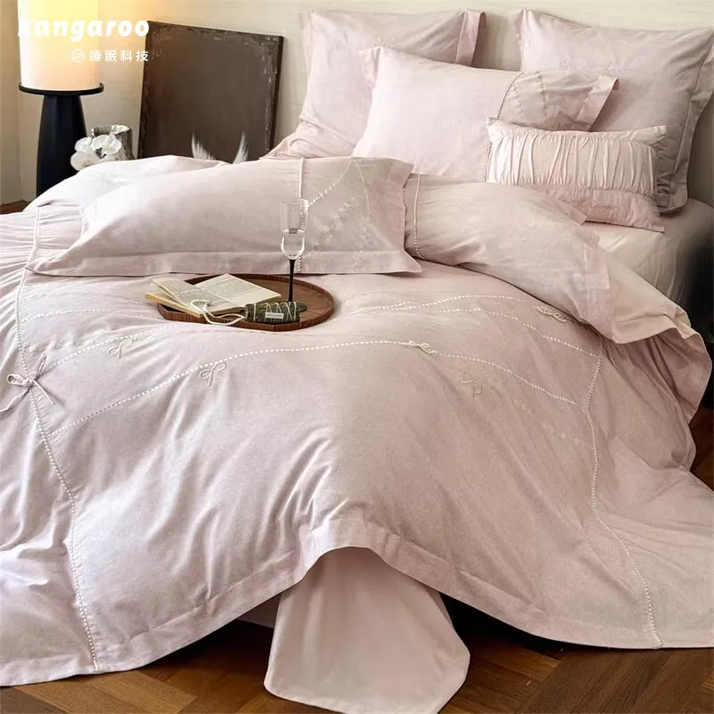 yjq high-end cotton thickened pure cotton super soft polished autumn and winter embroidery quilt cover bed hat