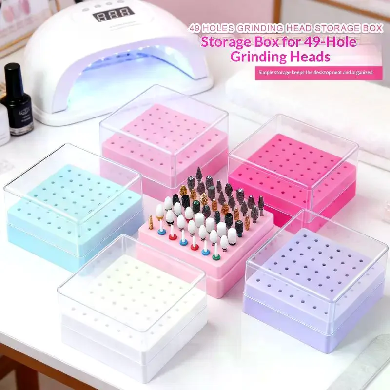 /JCS/Nail Grinding Head Holder Stand 49 Holes Nail Drill Bits Head Storage Box Milling Cutter Holder For 2.35mm Shank 1Pcs - view 4