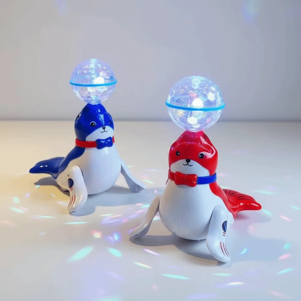 Colorful Sound Electric Sea Lion Toy Ball Spinning Dancing Function Stunt Top Ball Light Cute Design Interactive Electronic