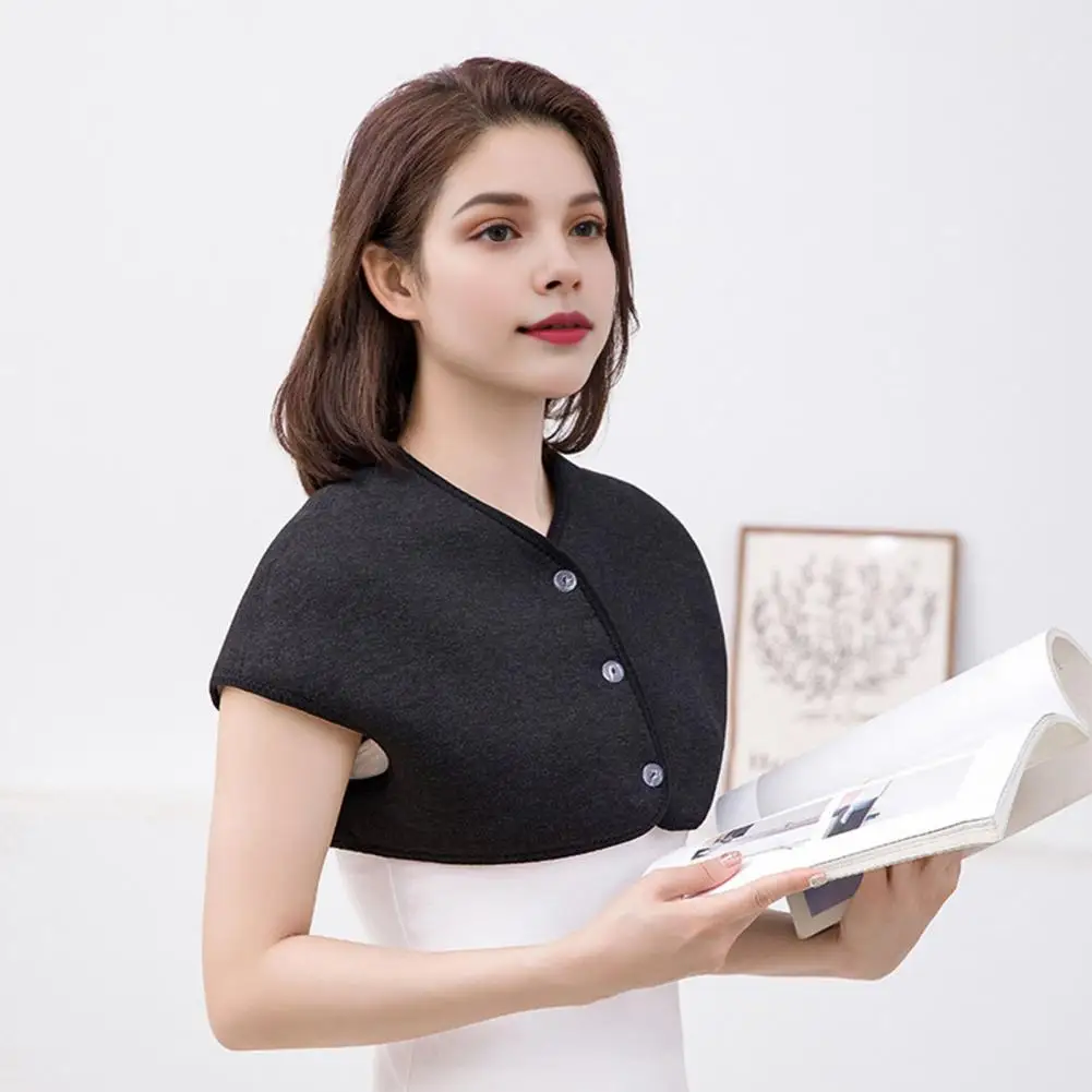 Shoulder Warmer with Button Closure Winter Thermal Fleece Shoulder Brace Elderly Men Women Wearable Shoulder Wrap Coldproof Warm