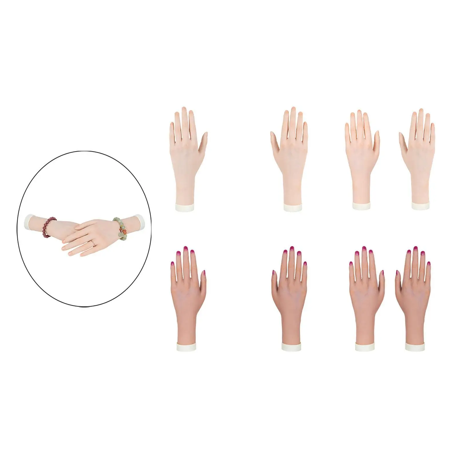 Mannequin Hand Practice Model for Beginners Practice Hand for Acrylic Nails for Bracelet Nail Art Photograph Props Rings Jewelry