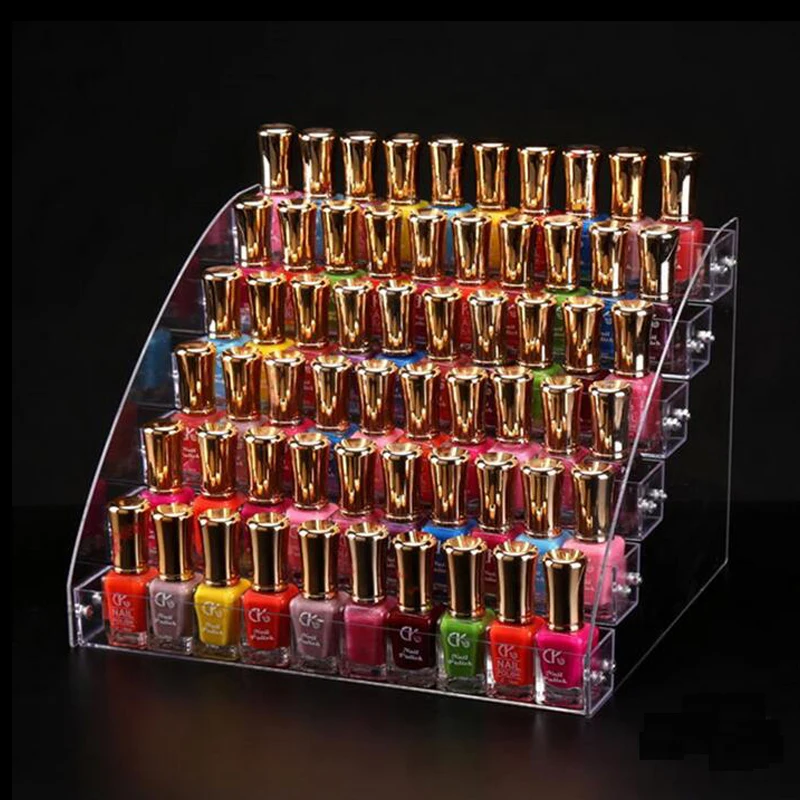 Acrylic Nail Polish Display Organizer 2-3-4-5-6-7 Layer Manicure Cosmetics Jewelry Display Stand Holder Clear Acrylic Makeup Box