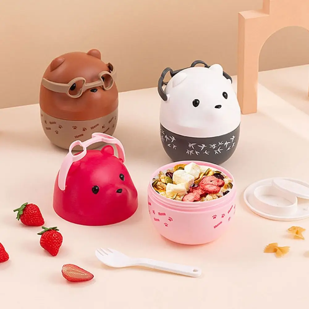 1Pcs New Eyeglass Bear Thermal Bento Box Children 1/2/3 Layers Lunch Box Portable Stackable Food Storage Container view 2