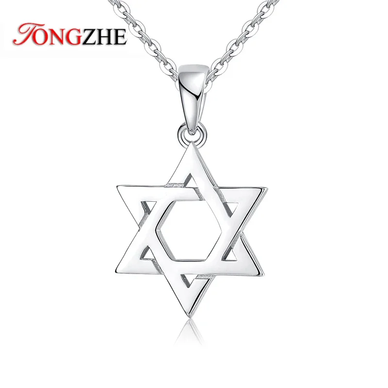 

TONGZHE Collare Magen Star Of David 925 Sterling Silver Pendant Israel Chain Necklace Women Judaica Jewish Vintage Fine Jewelry