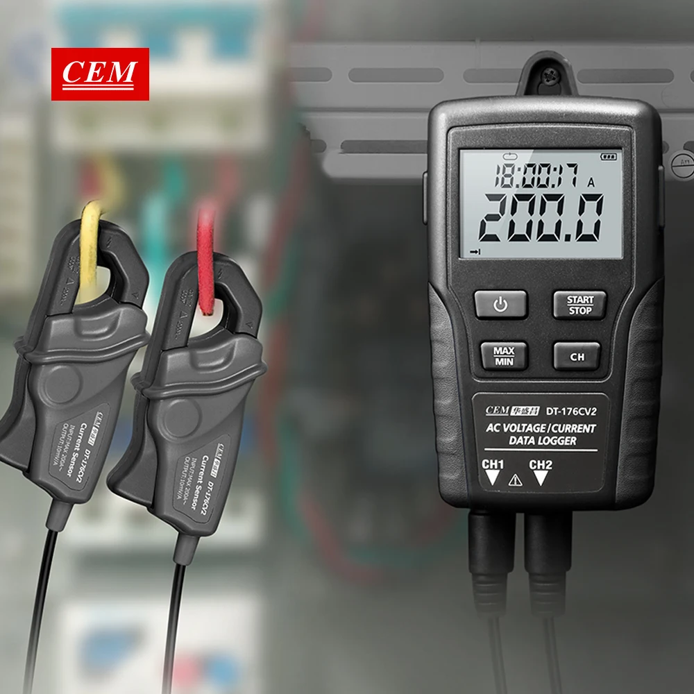 Cheap Handheld Dual Channels TRMS AC Voltage Cuttrent Data Loggers with Multifucntion LCD Display Data Analysis