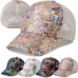 Hot Sale New Spring Summer Women Shine Irregular Diagonal Cap Woman Cap Female Streetwear Mesh Trucker Hats Fashion Cap