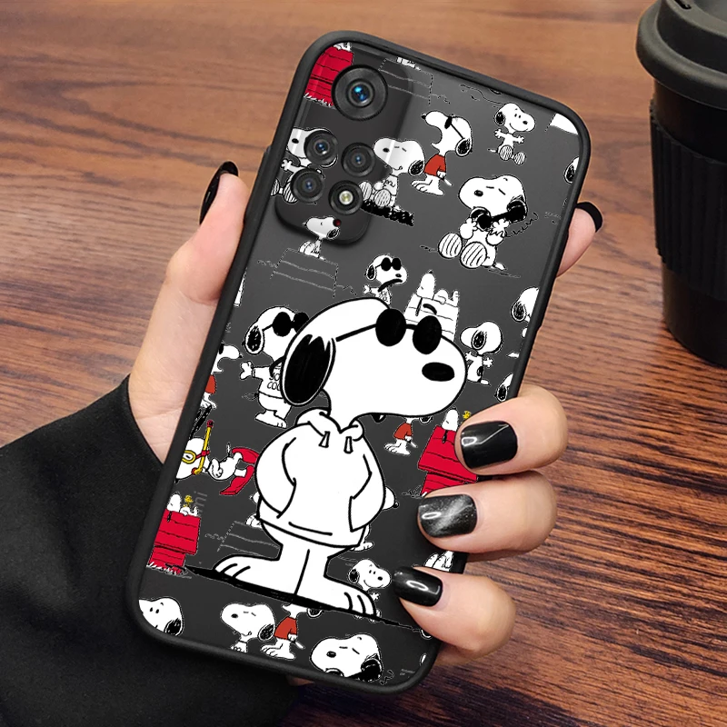 Cartoon S-Snoopyes For Xiaomi Redmi Note 12 Turbo Speed 11 10 9 Pro Plus Max 4G 5G Frosted Translucent Hard Phone Case