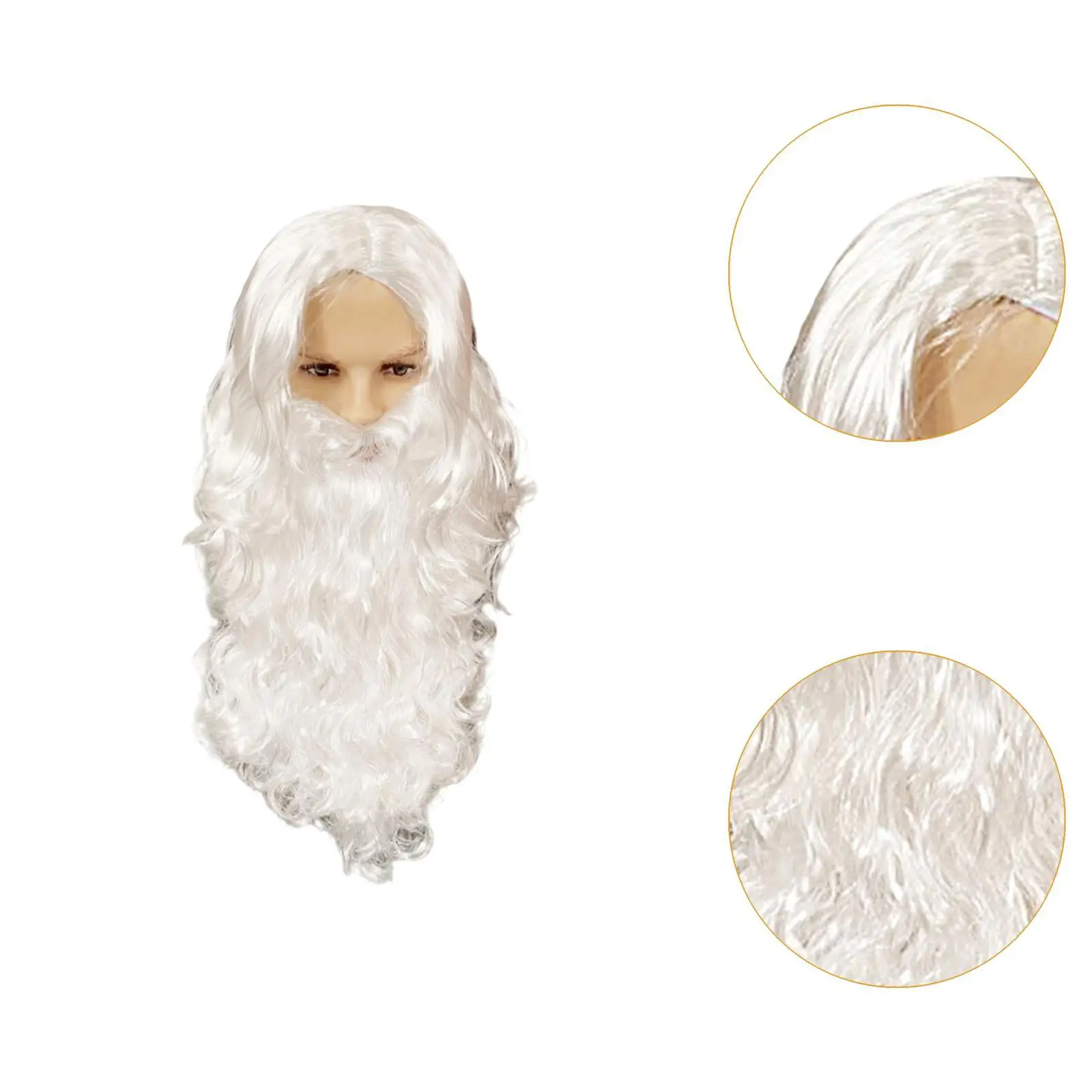 Wig Santa dan jenggot kostum Cosplay Natal aksesori kostum Santa Claus, Wig rambut keriting Wig kostum Natal untuk kinerja