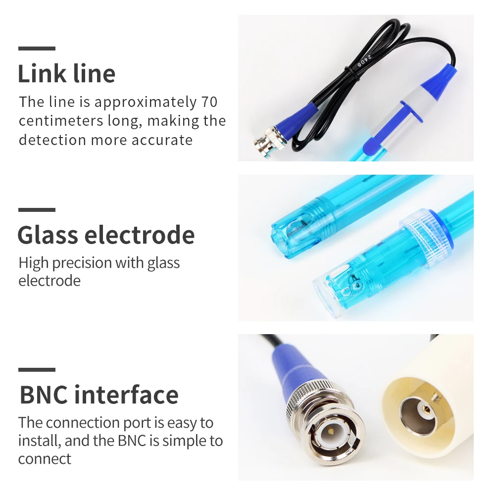 Ph Sensor Electrode 0-14 Ph Controller Electrode Probe Bnc Connector Replacement Kit for Aquarium