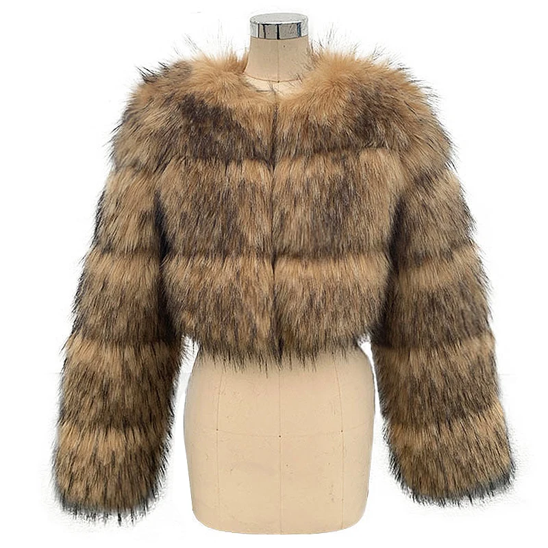 2023 Winter Man's Fashion Faux Raccoon Fur Coat Luxury Short Fluffy Fur Jacket Outerwear Gentlemen Fuzzy Coat Crop Fur Top