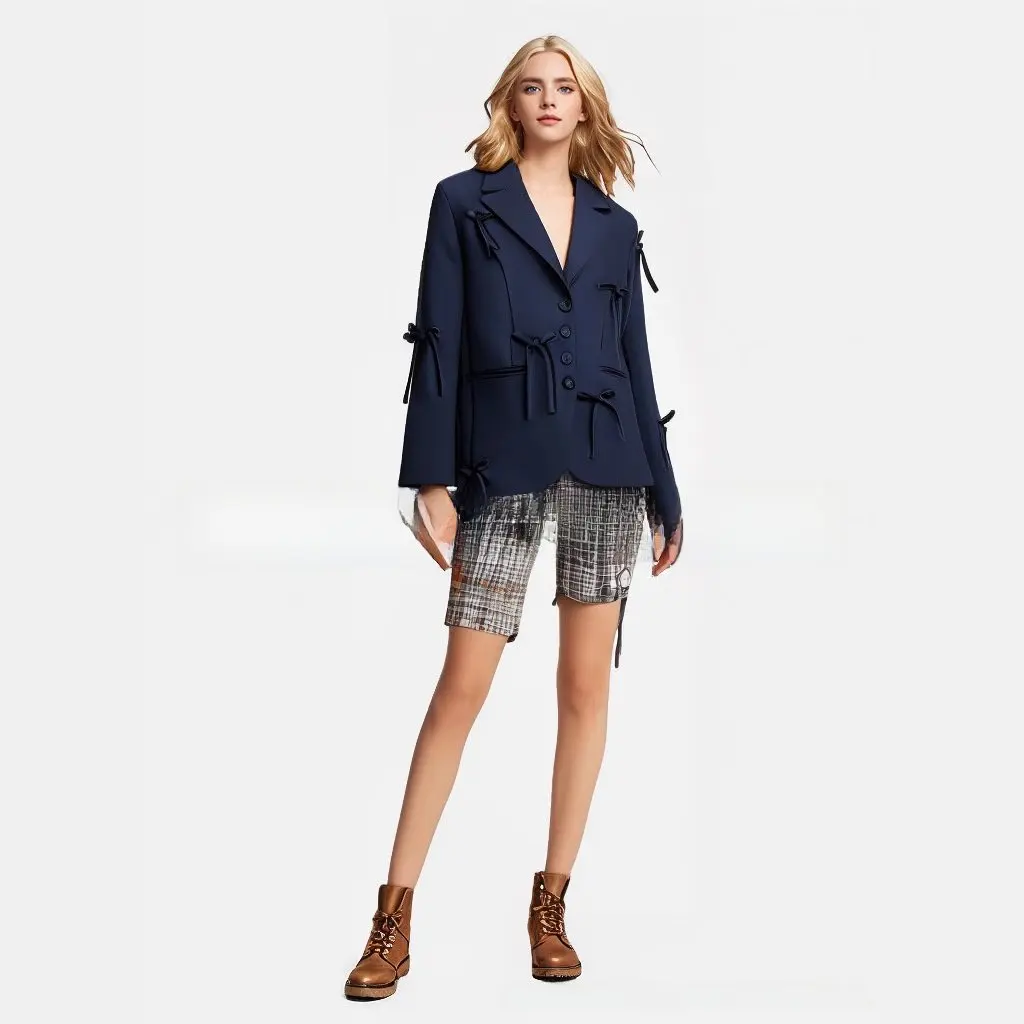 

Women's Casual Fashion Trendy Blazer Top Bow-Decorated Spring European And American Style