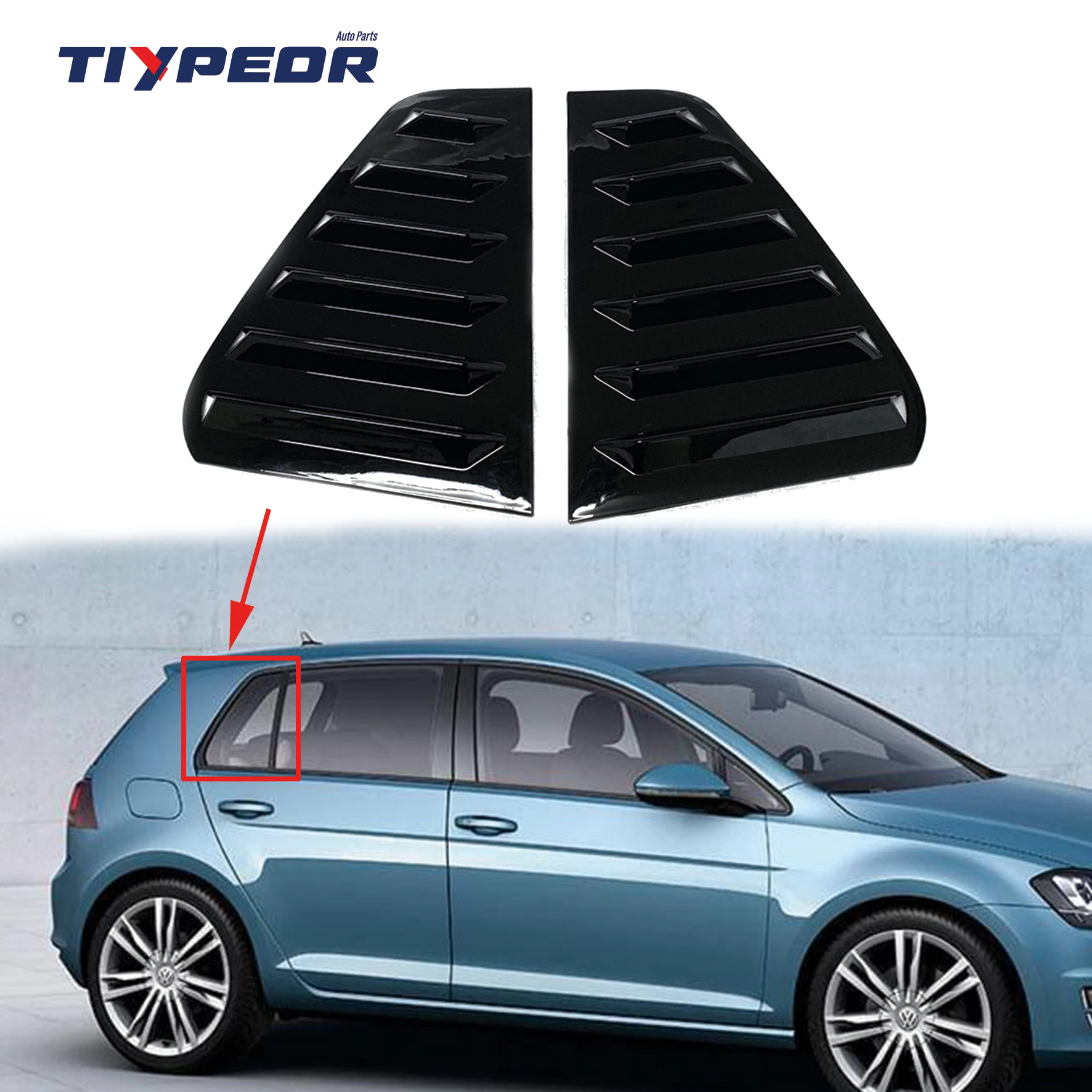 

TIYPEOR High Quality Window Louver Shutter For Volkswagen Golf 7 louvers Rear Side Vent Cover Trim Modified Body Kits