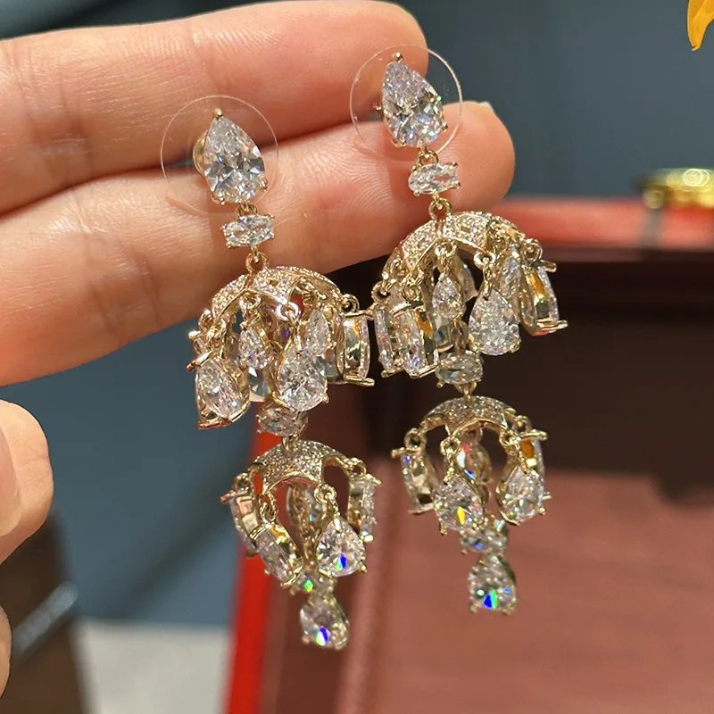 

Tassel Water Drop Zircon S925 Sterling Silver Earrings Dangle Fashion Jewelry for Women